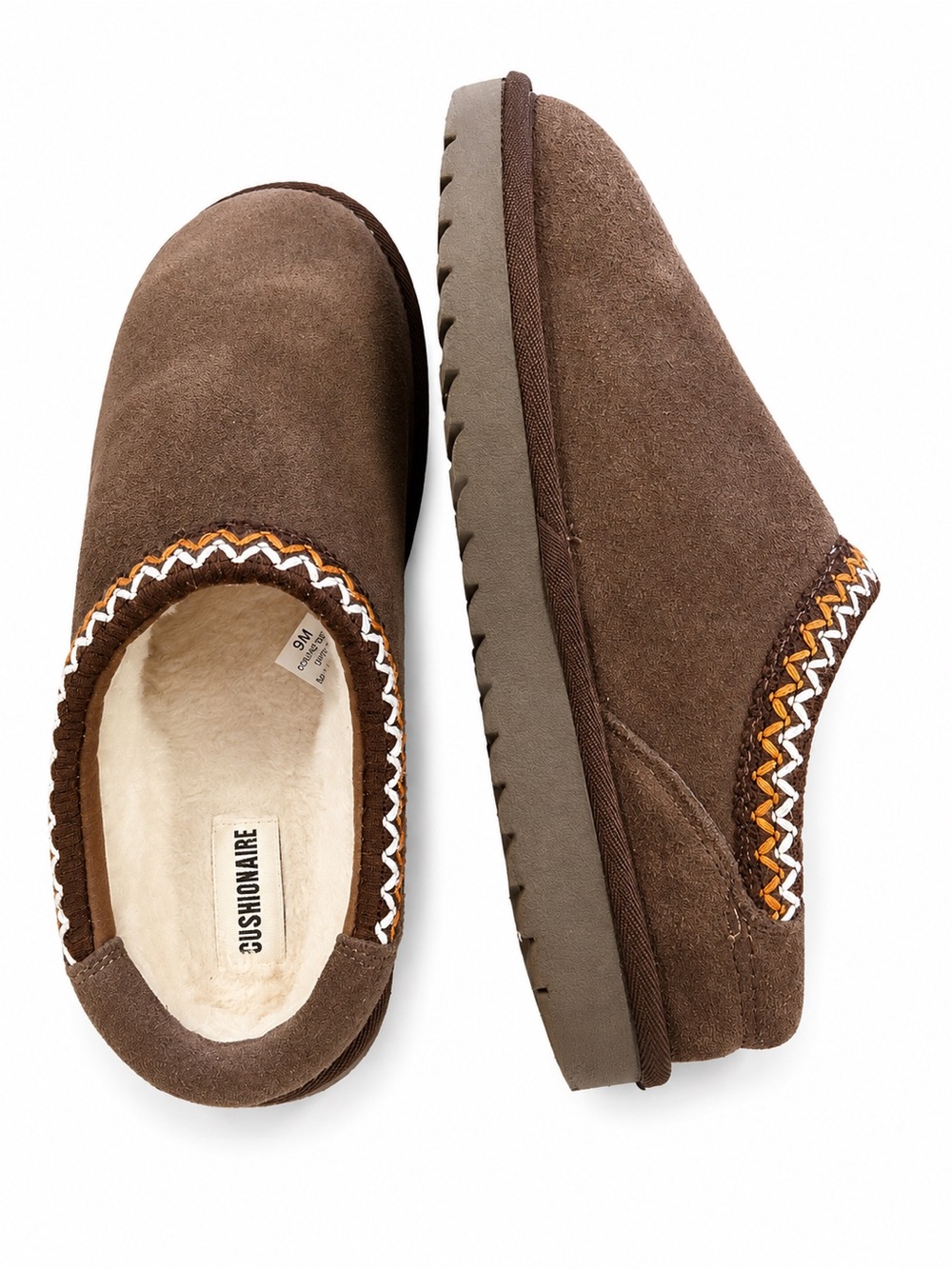 CUSHIONAIRE Keto Slip-On Suede Mule Slippers Womens Size 9 Cozy Faux Fur